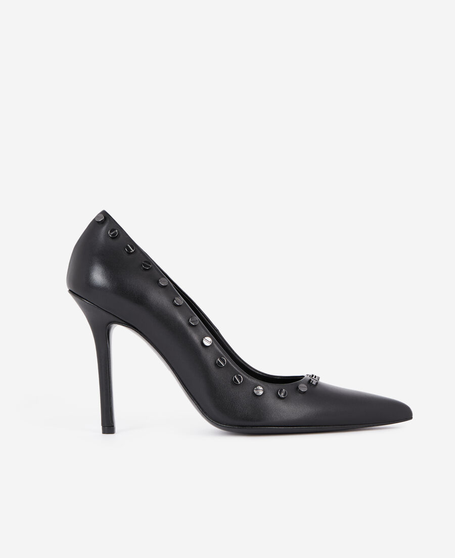 The Kooples FEMME BLACK escarpins &agrave; talons en cuir avec clous noirs
