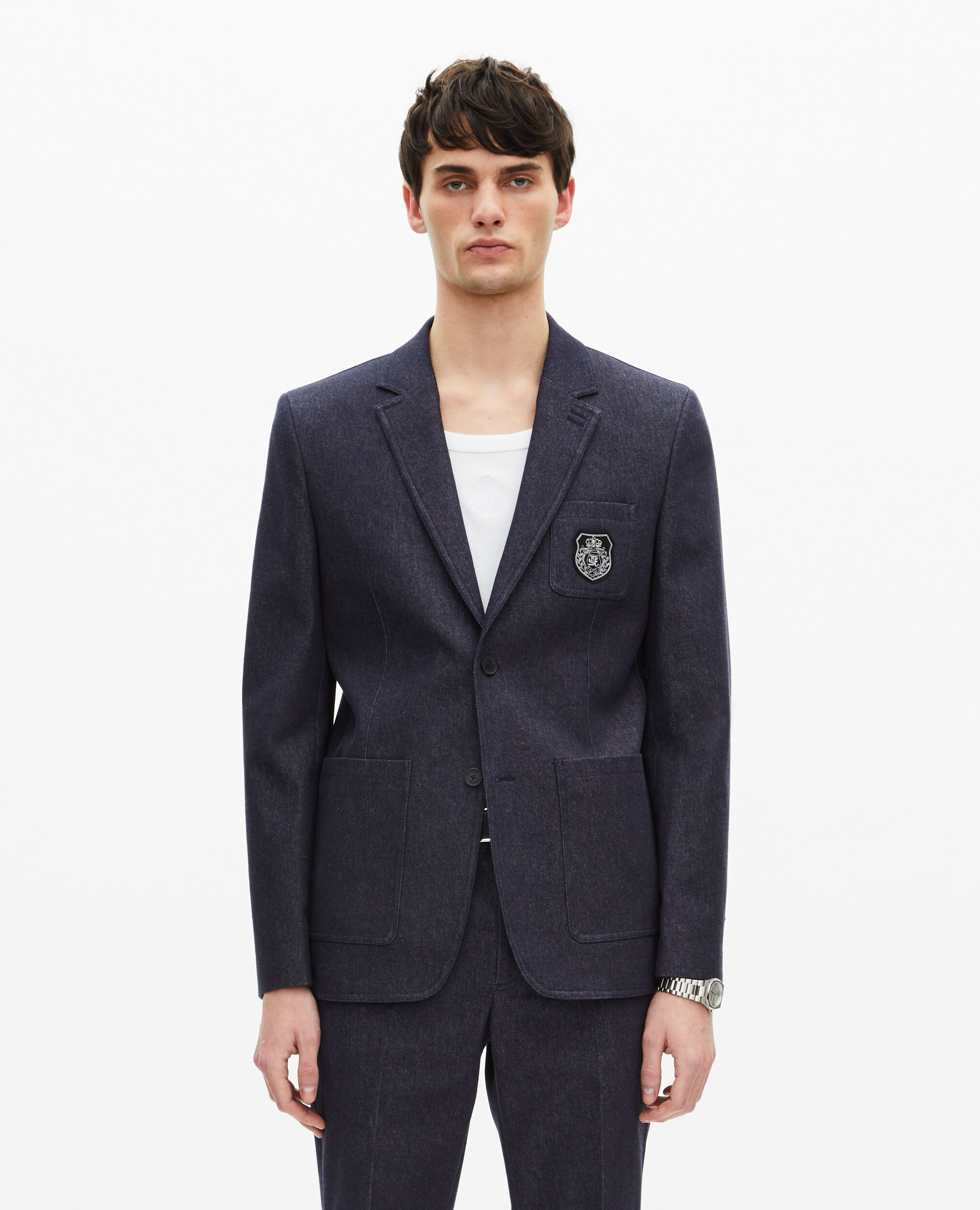 Blue denim-effect suit jacket, NAVY, hi-res image number null