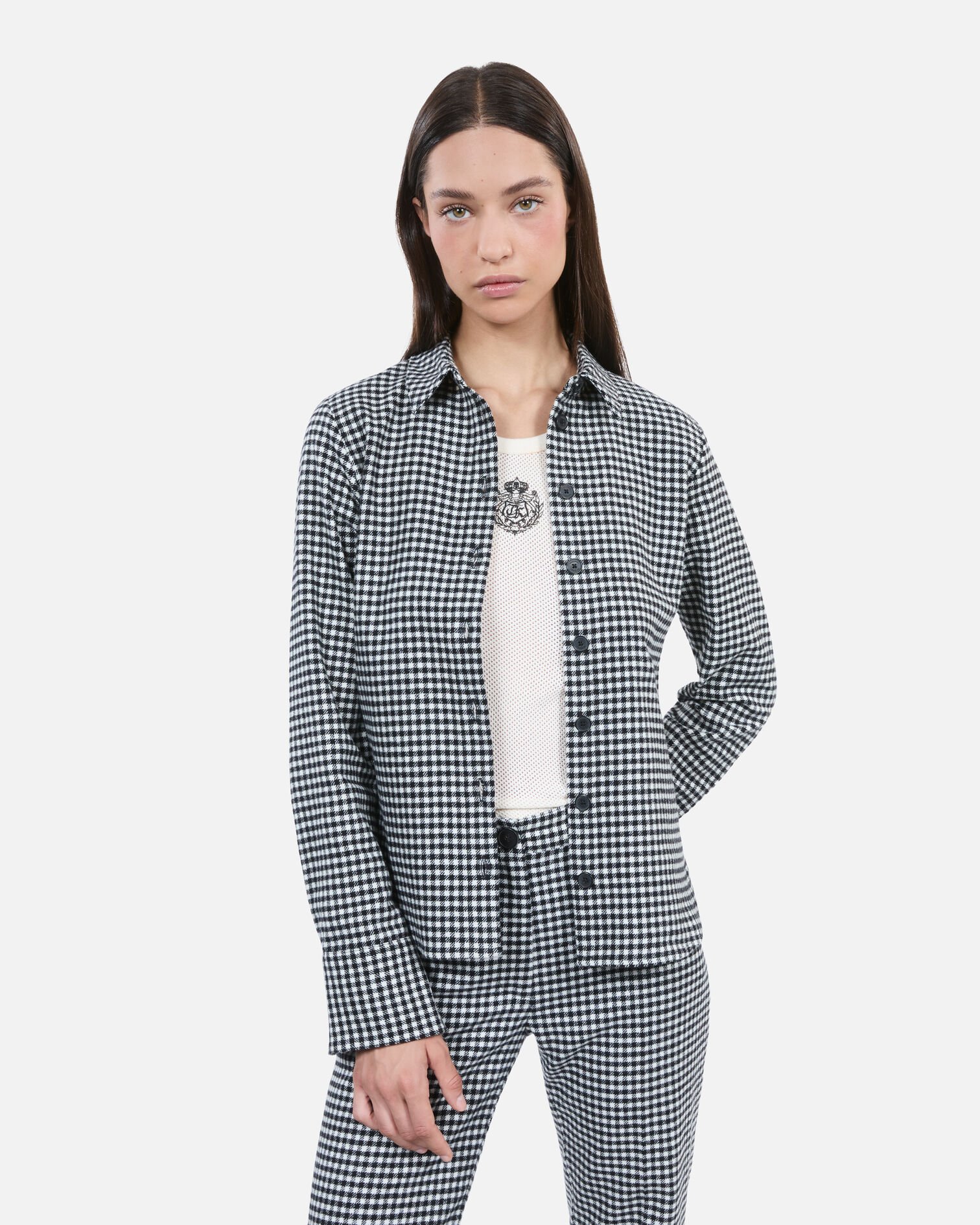 Camisa cuadros vichy, BLACK WHITE, hi-res image number null
