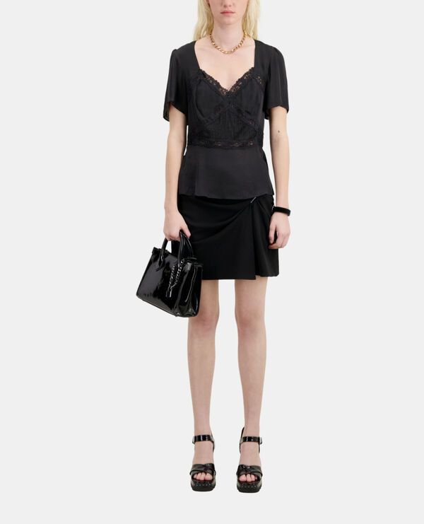 black top with lace details