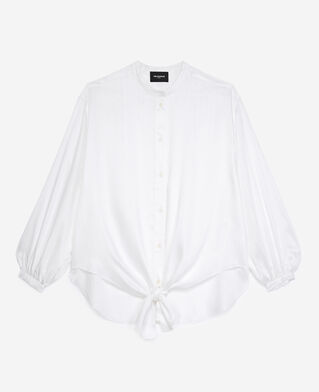 The Kooples WOMEN ECRU roomy flowing knotted ecru top