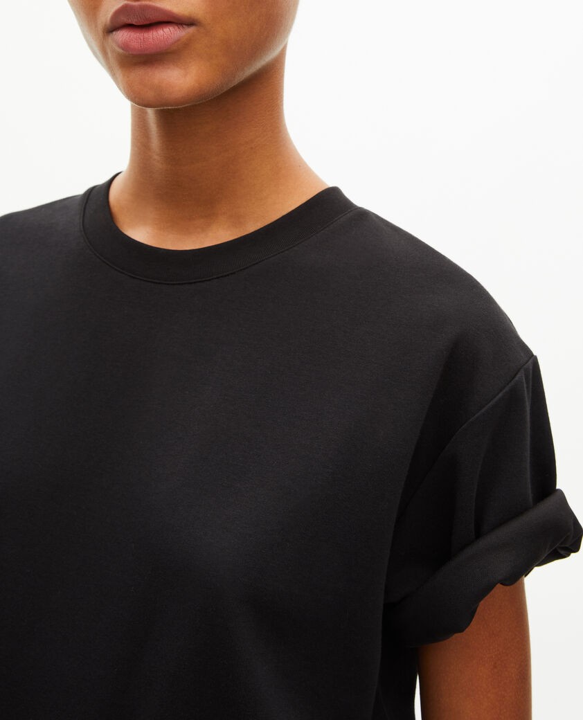 The Kooples FEMME BLACK t-shirt droit en coton m&eacute;lang&eacute; noir