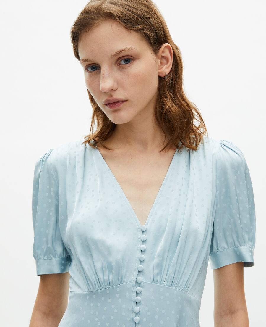 The Kooples WOMEN BABY BLUE blue jacquard polka dot maxi dress