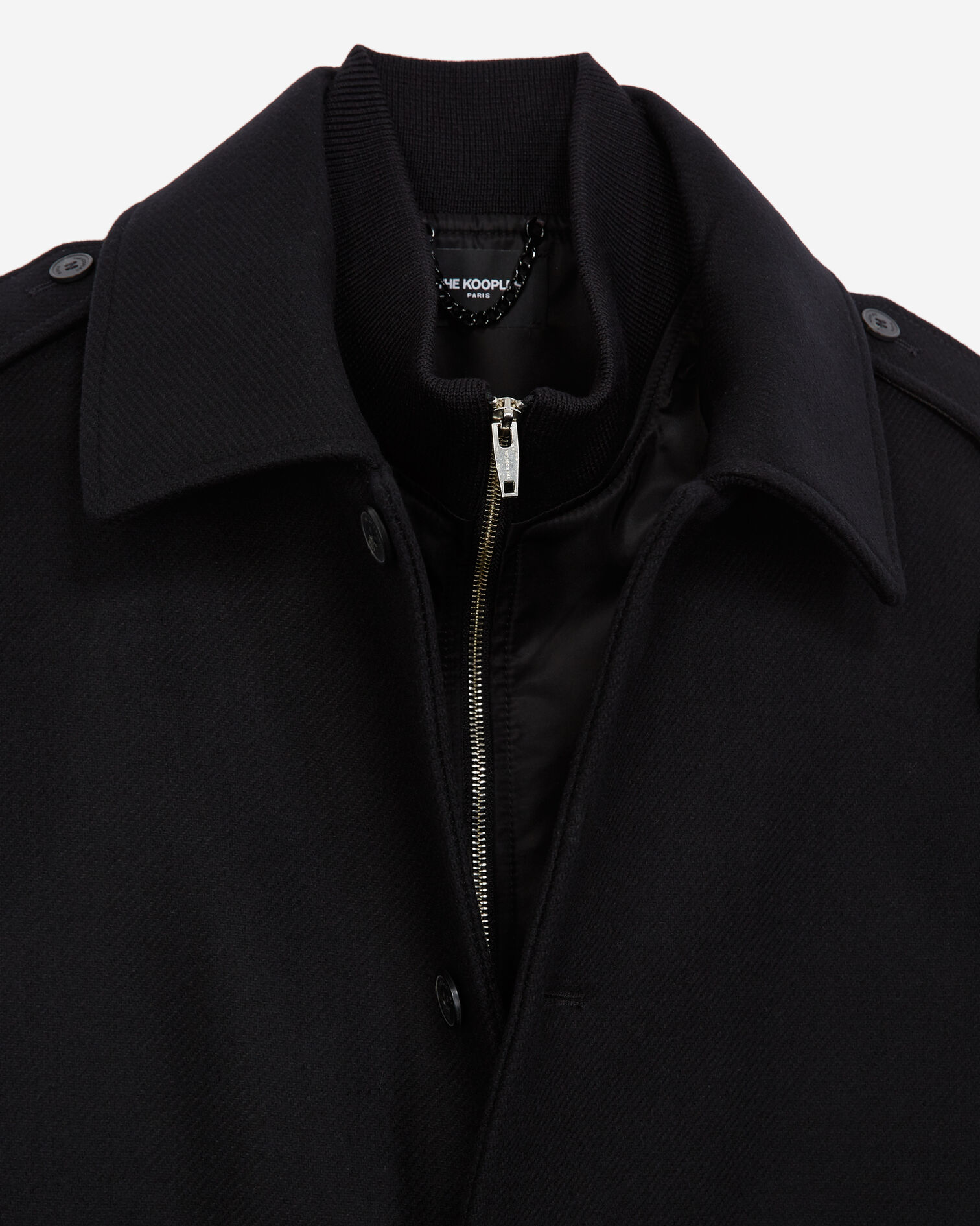 Black coat in wool with integrated waistcoat, BLACK, hi-res image number null