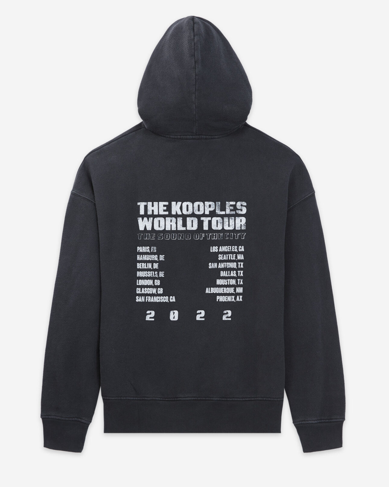 The Kooples HOMME BLACK WASHED sweat capuche noir délavé oversize print