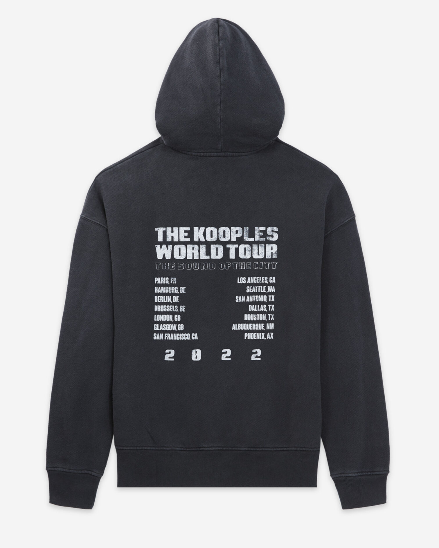 Sweat capuche noir délavé oversize print, BLACK WASHED, hi-res image number null