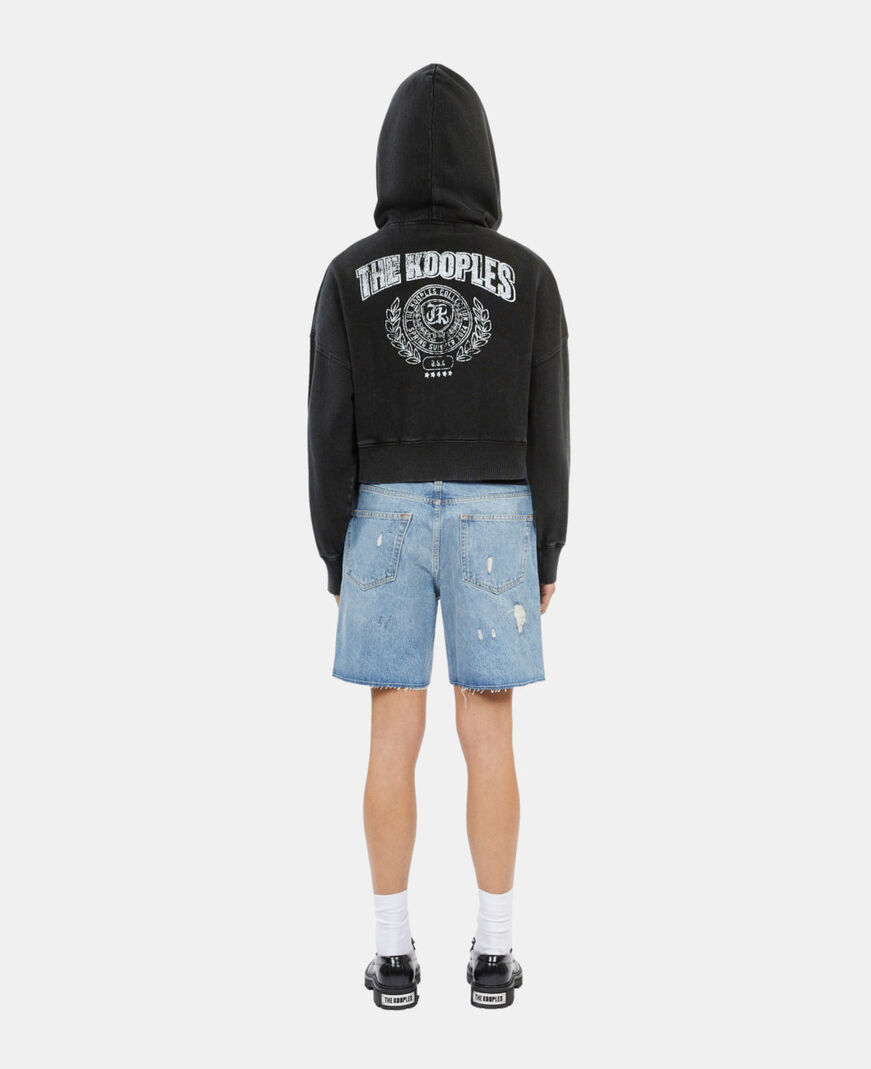 The Kooples MUJER BLACK WASHED sudadera blason negra capucha