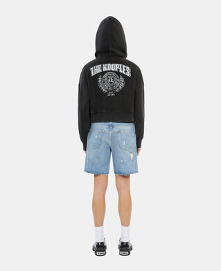The Kooples MUJER BLACK WASHED sudadera blason negra capucha