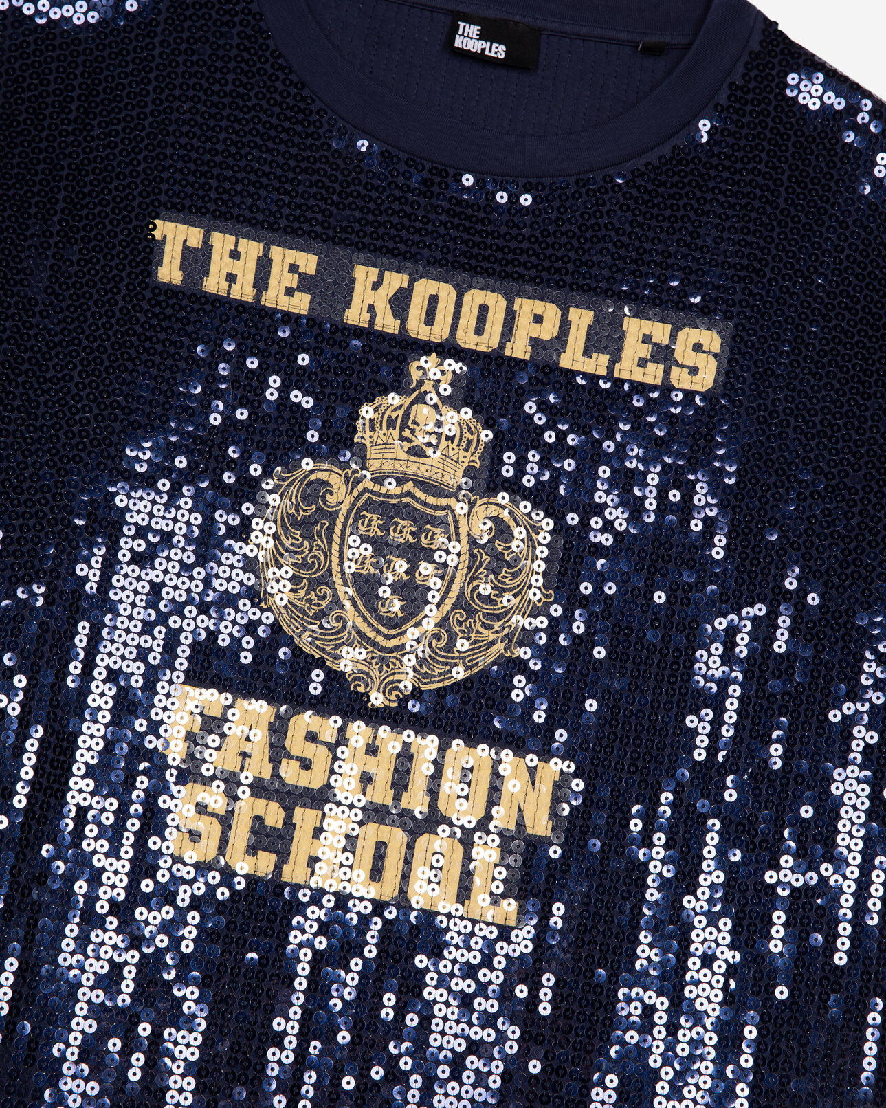 The Kooples WOMEN DARK NAVY blue sequin and screen printed t-shirt