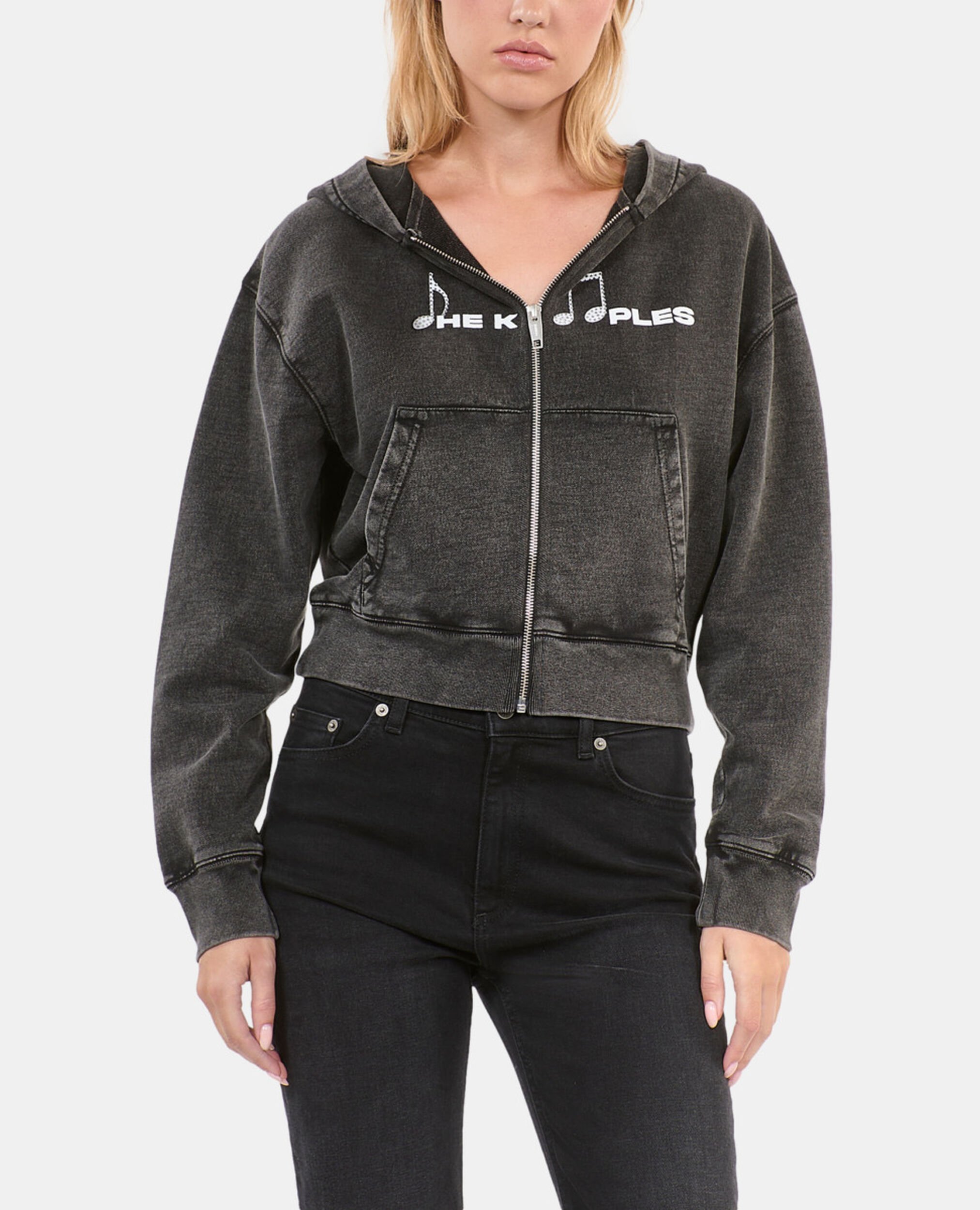 Black hoodie with serigraphy, BLACK WASHED, hi-res image number null