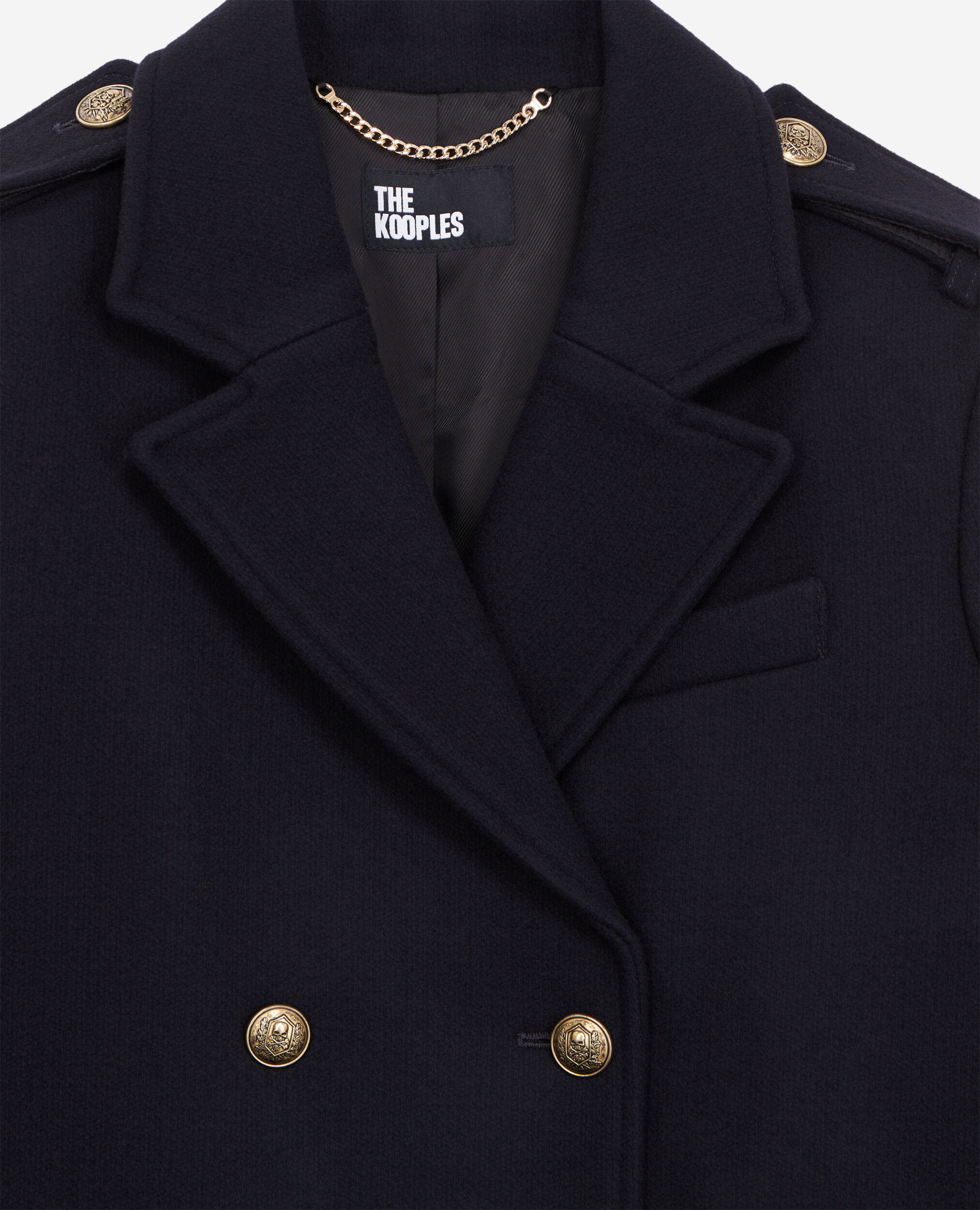Navy wool blend coat top