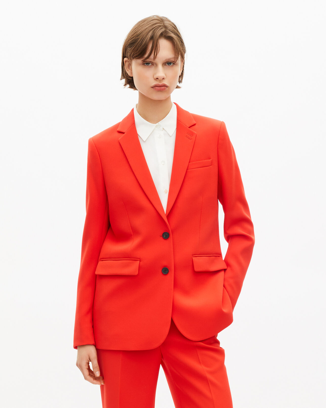 The Kooples WOMEN ORANGE orange crêpe suit jacket