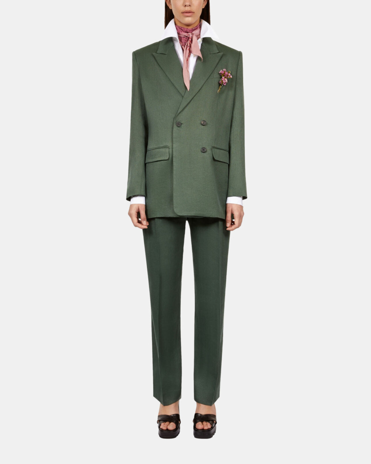 The Kooples WOMEN WOOD KAKI khaki suit jacket