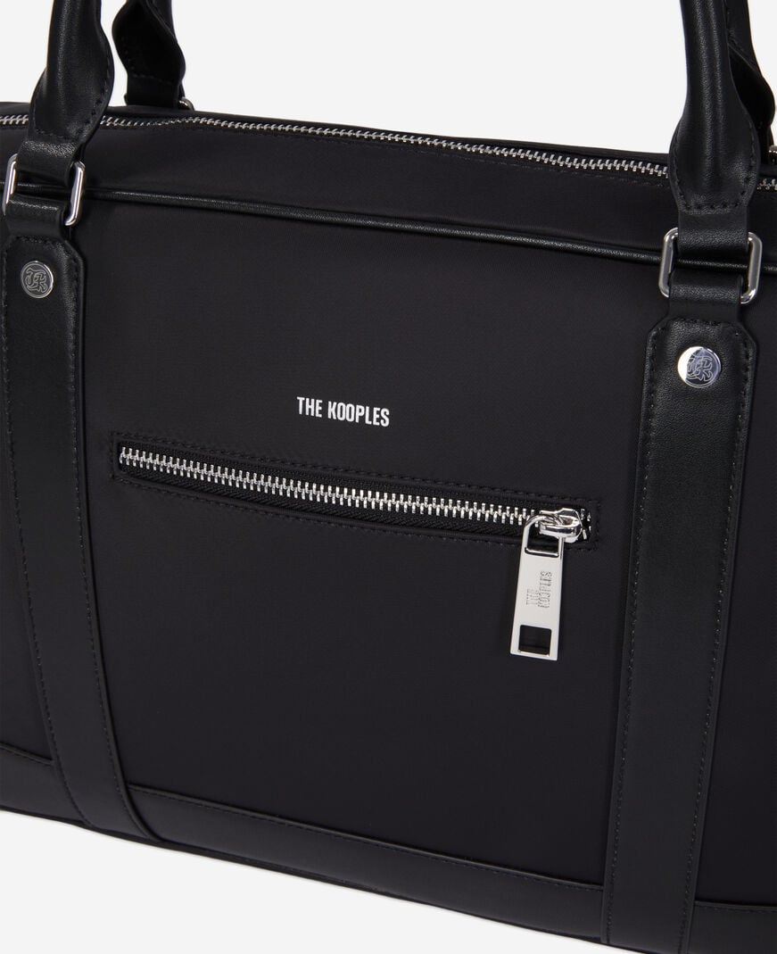The Kooples MEN BLACK briefcase in black leather and nylon fiber