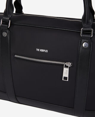 The Kooples MEN BLACK briefcase in black leather and nylon fiber