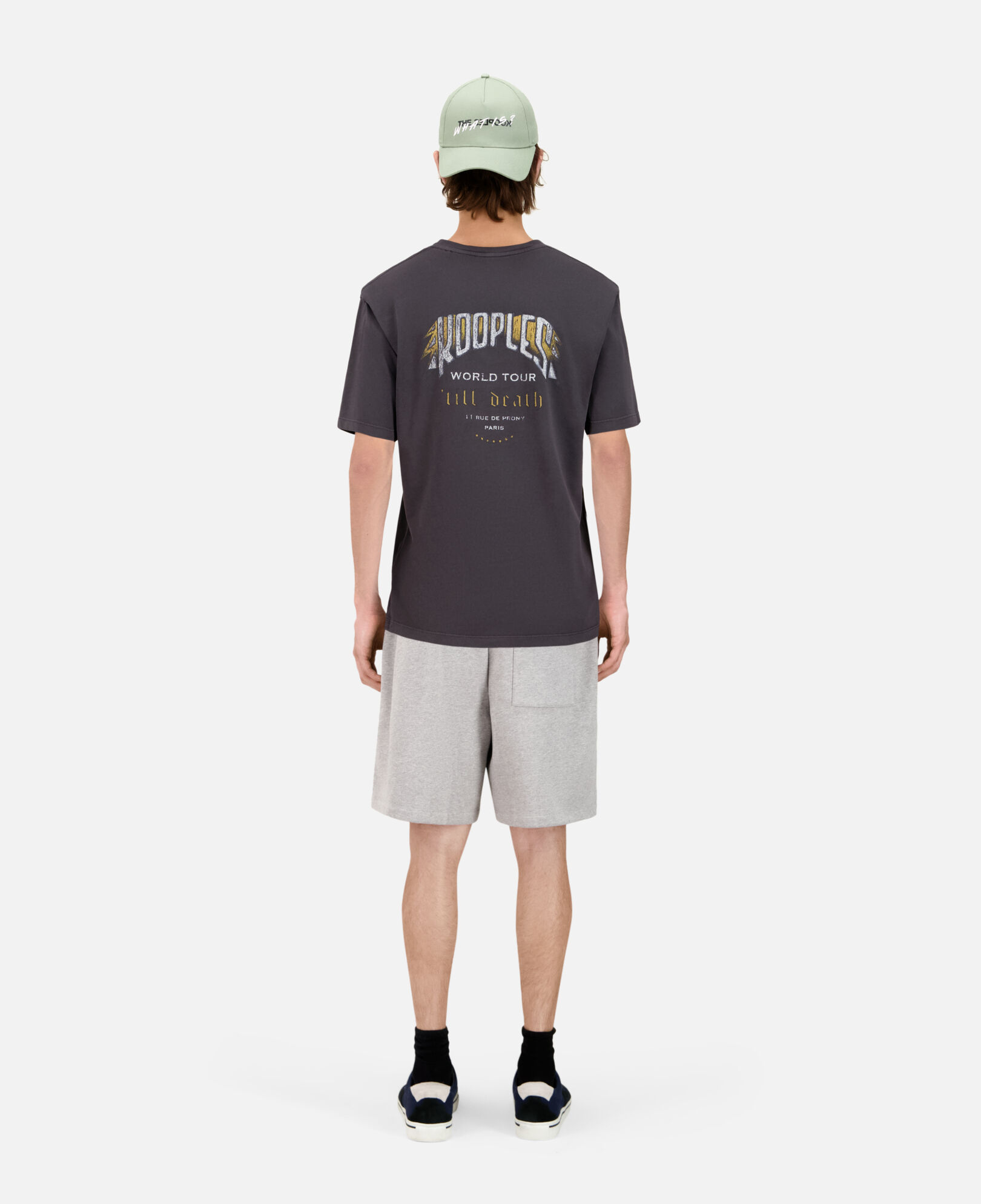 The Kooples MEN CARBONE carbon grey t-shirt with skull butterfly screen print