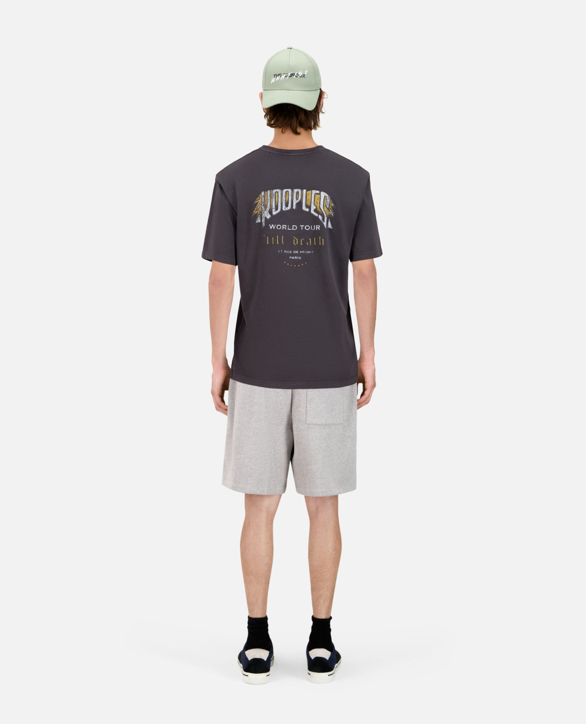 Carbon grey T-shirt with Skull butterfly screen print, CARBONE, hi-res image number null