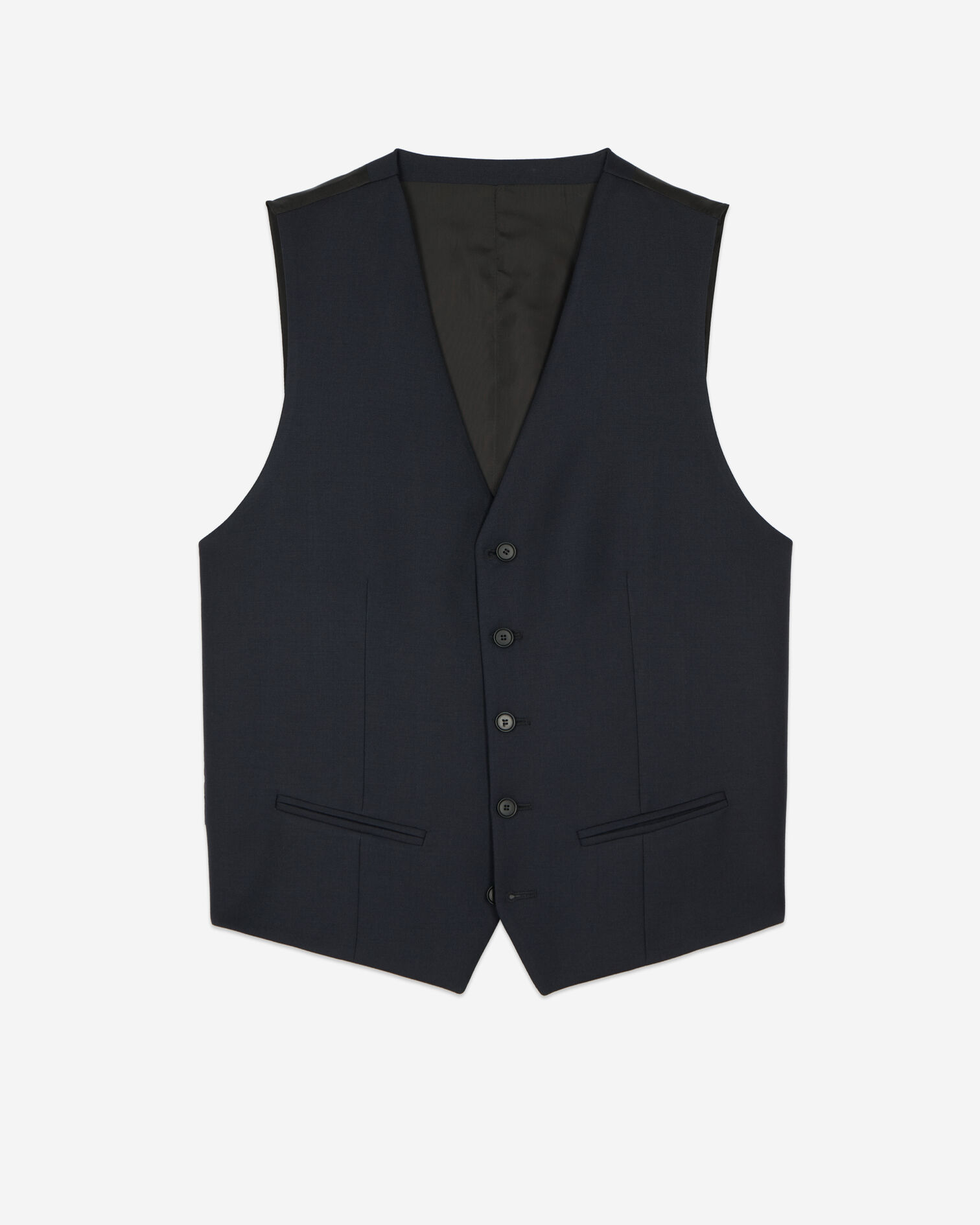 Buttoned navy blue waistcoat in wool, DARK NAVY, hi-res image number null