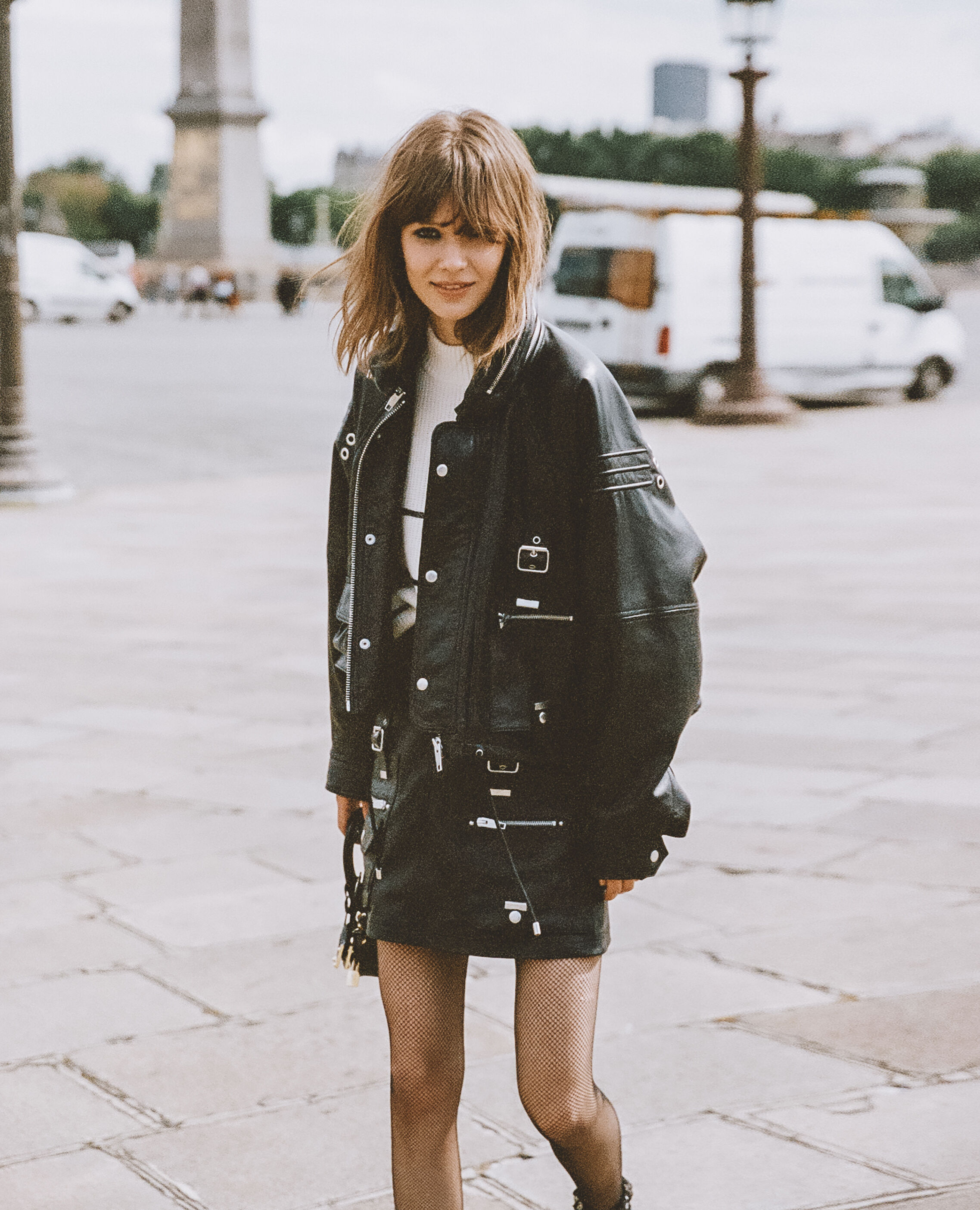 Jupe cuir noir sangles The Kooples