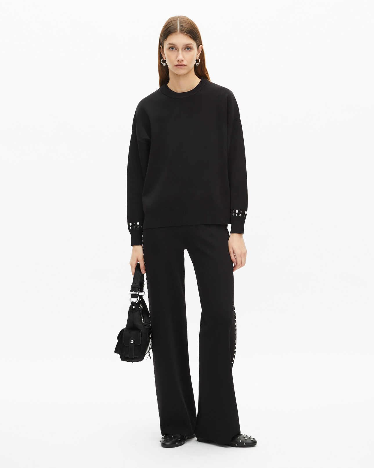 The Kooples MUJER BLACK sudadera negra con tachuelas