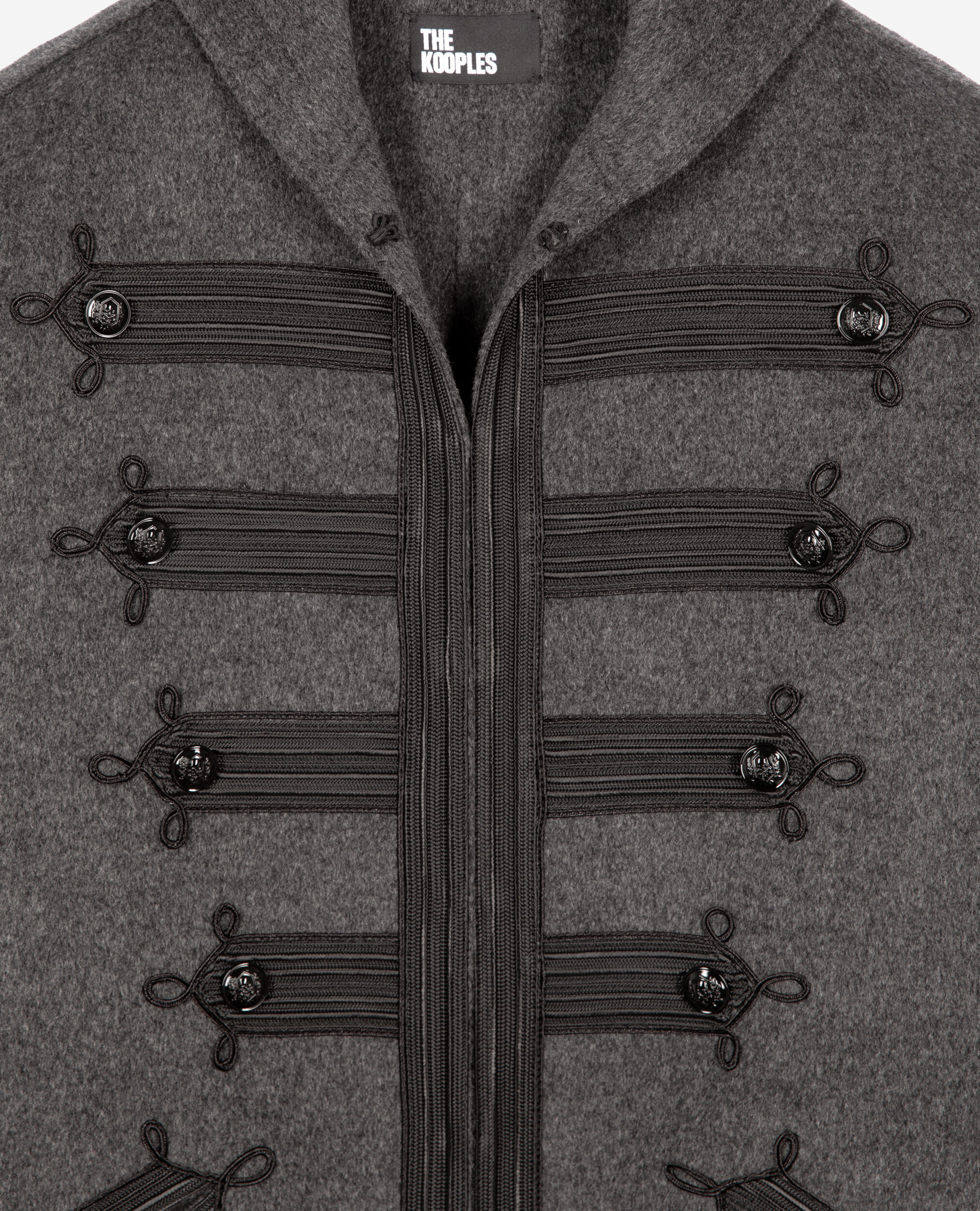 Long gray wool hooded pea coat