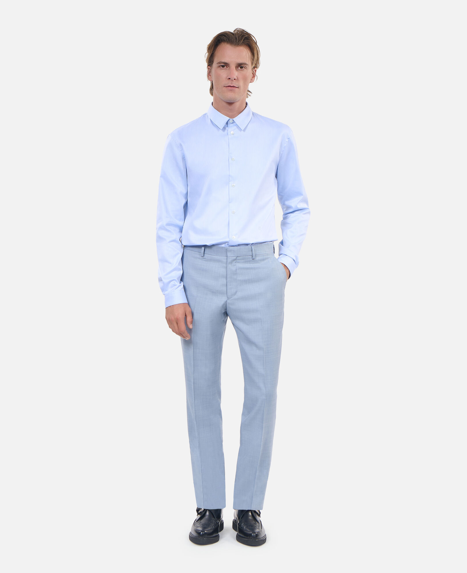 The Kooples HOMBRE BLUE WHITE camisa formal rayas chevron azul