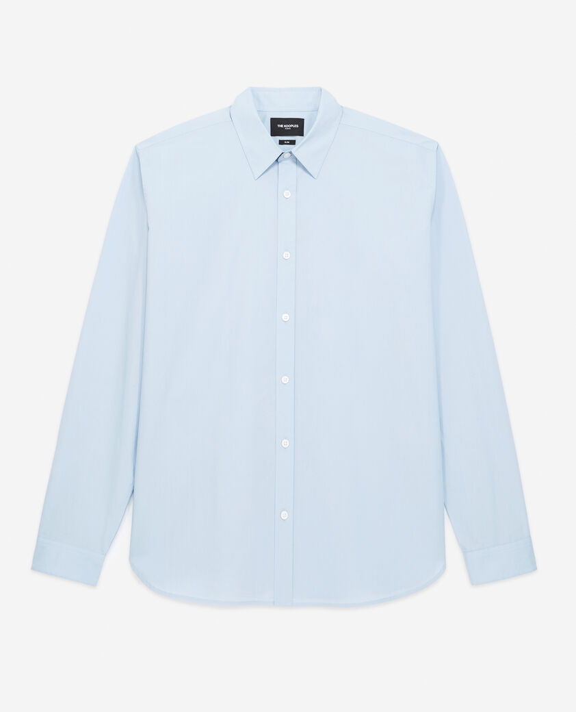 The Kooples H BLUE SKY light blue cotton shirt with breast pocket