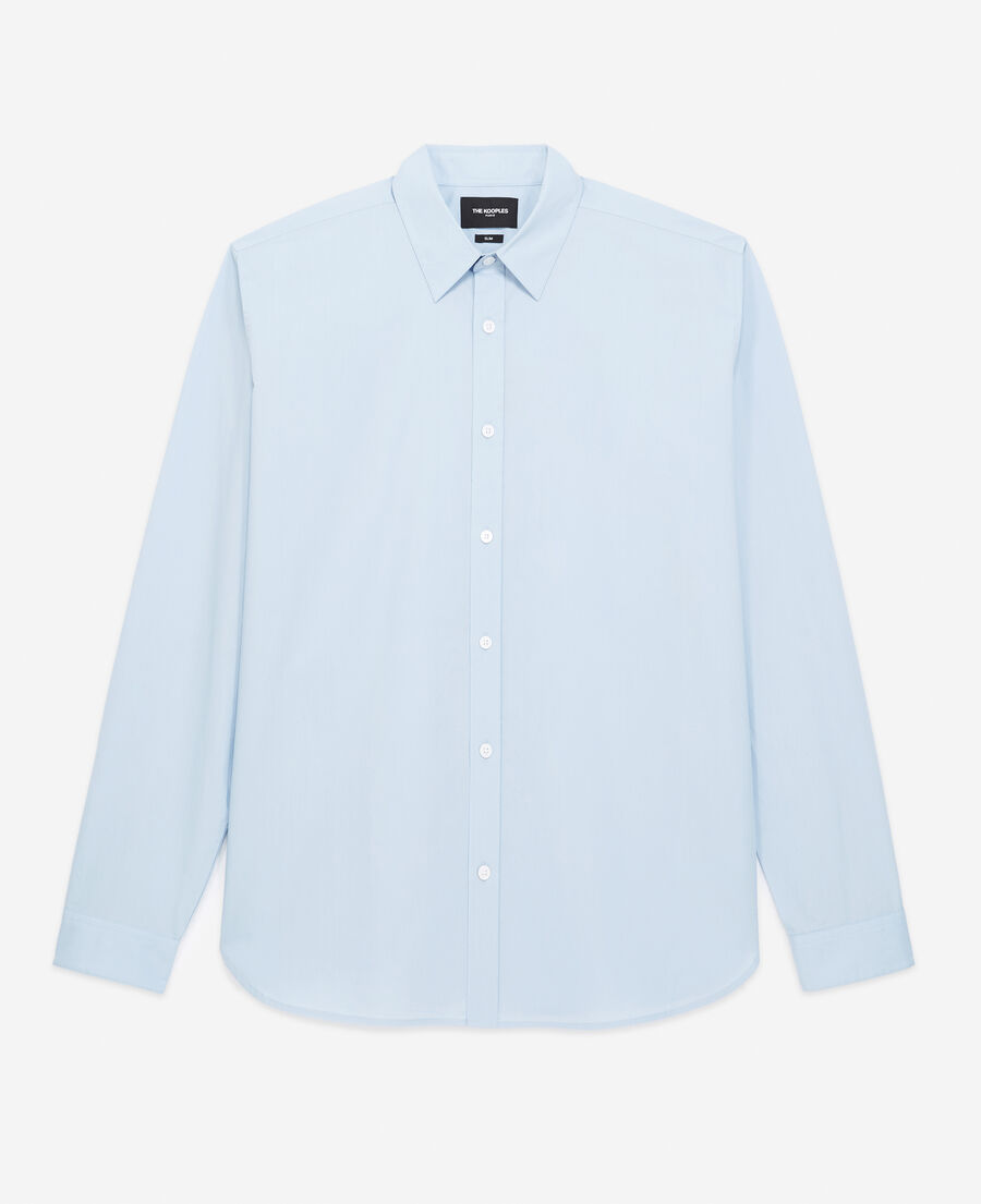 The Kooples H BLUE SKY light blue cotton shirt with breast pocket