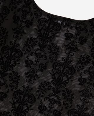 The Kooples WOMEN BLACK mesh bodysuit with black flocking