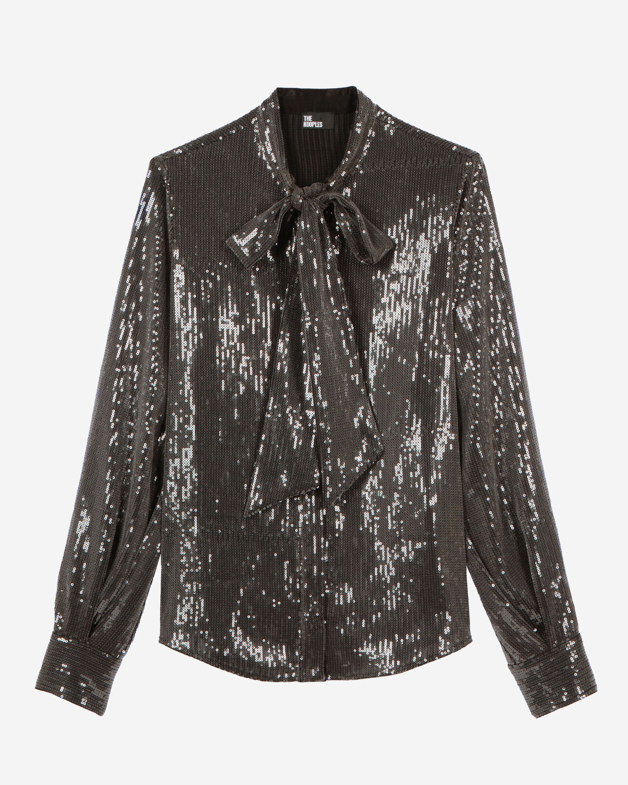 The Kooples DAMEN GREY graues paillettenhemd