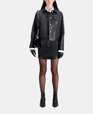 The Kooples FEMME BLACK veste en cuir noir avec clous