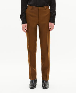 The Kooples MEN TABACCO brown wool straight suit pants