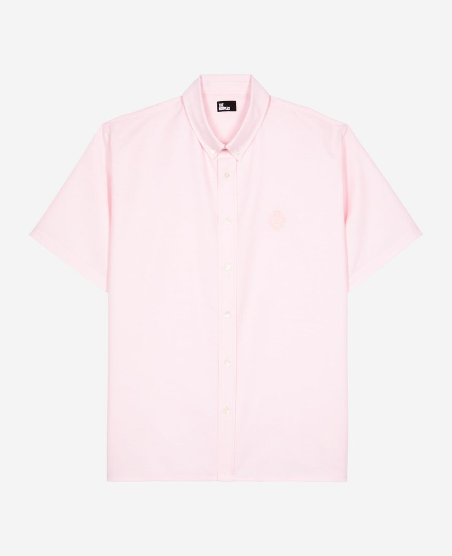 The Kooples HOMME PALE PINK chemise manches courtes avec blason rose