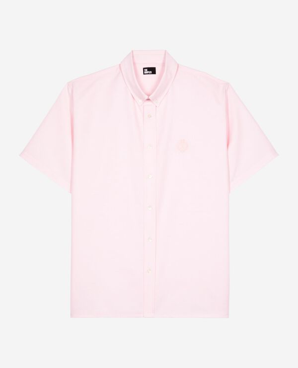 The Kooples MEN PALE PINK short-sleeved shirt with pink crest