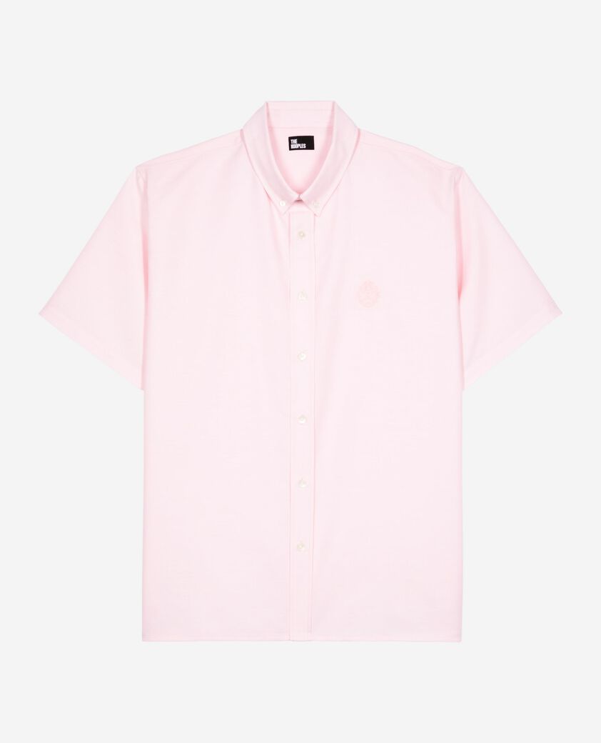 The Kooples MEN PALE PINK short-sleeved shirt with pink crest