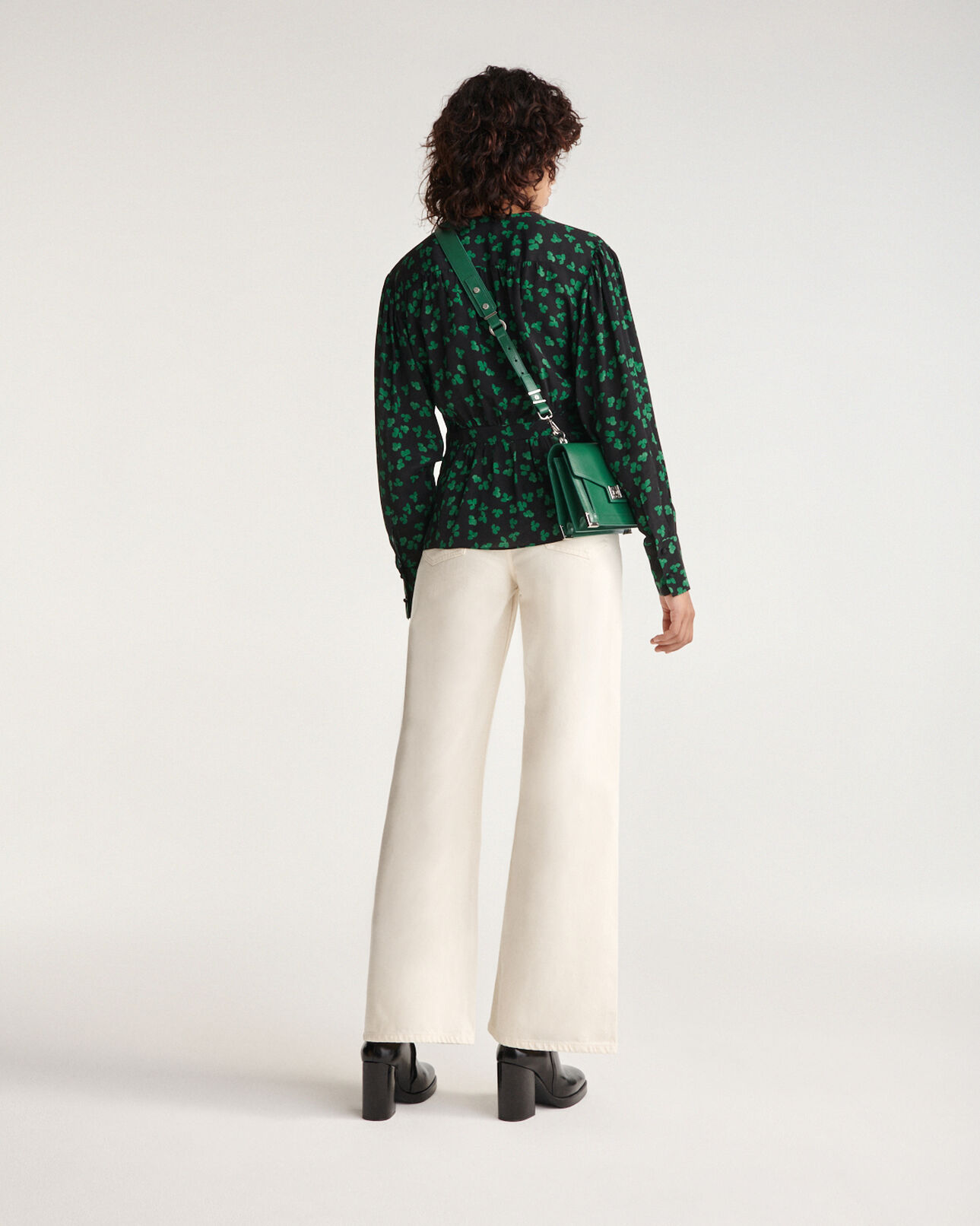 The Kooples WOMEN BLACK / GREEN flowing black and green top with floral print
