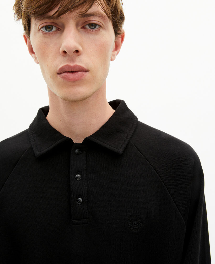 The Kooples HOMME BLACK WASHED sweatshirt col polo noir