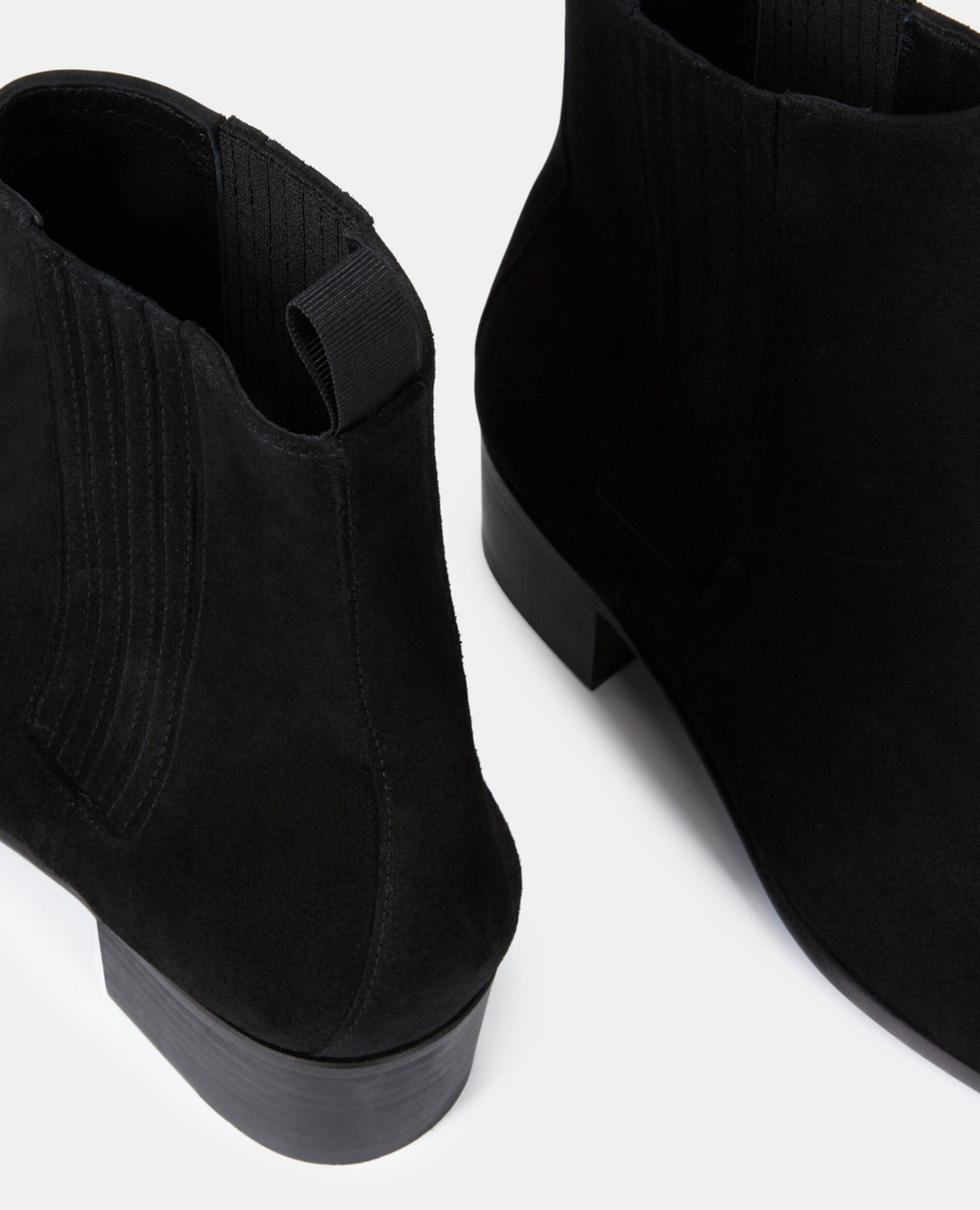 Schwarze Stiefel aus Veloursleder, BLACK, hi-res image number null