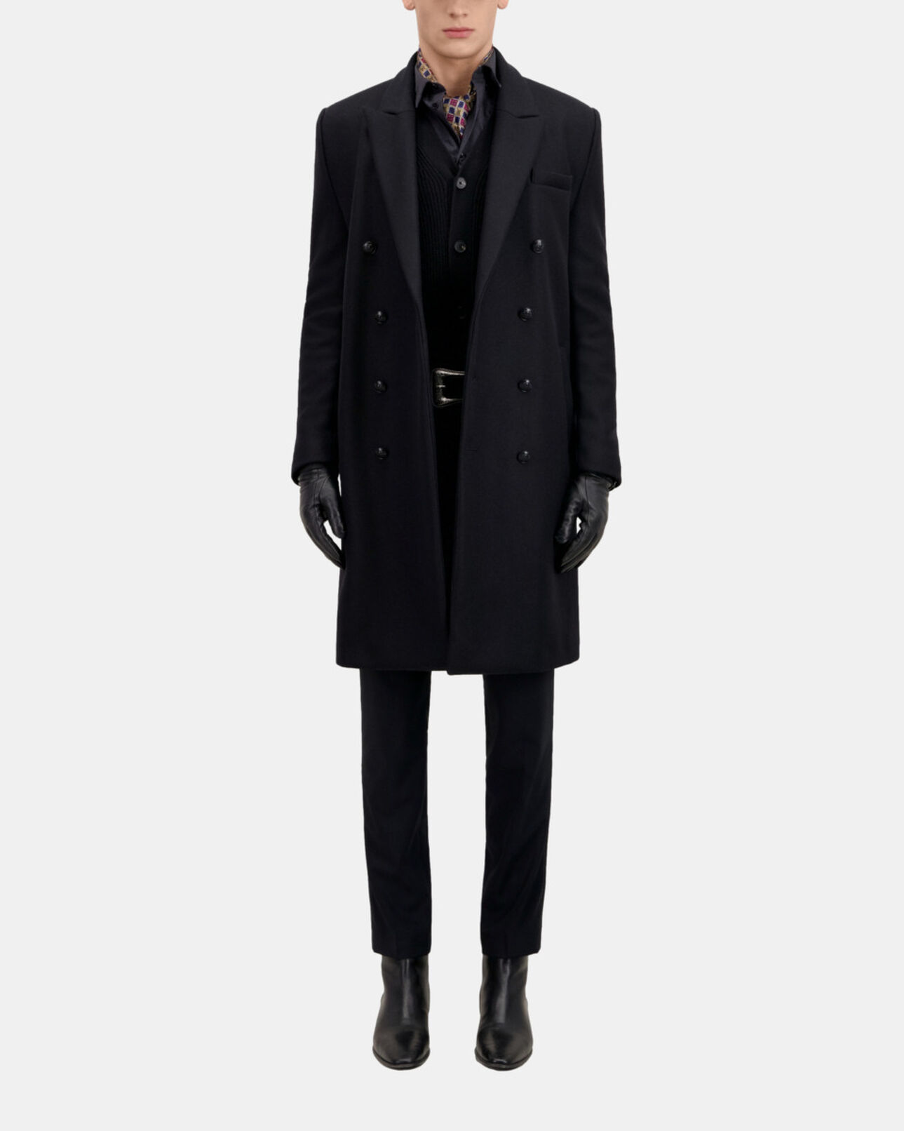 The Kooples HOMME BLACK manteau noir long en laine