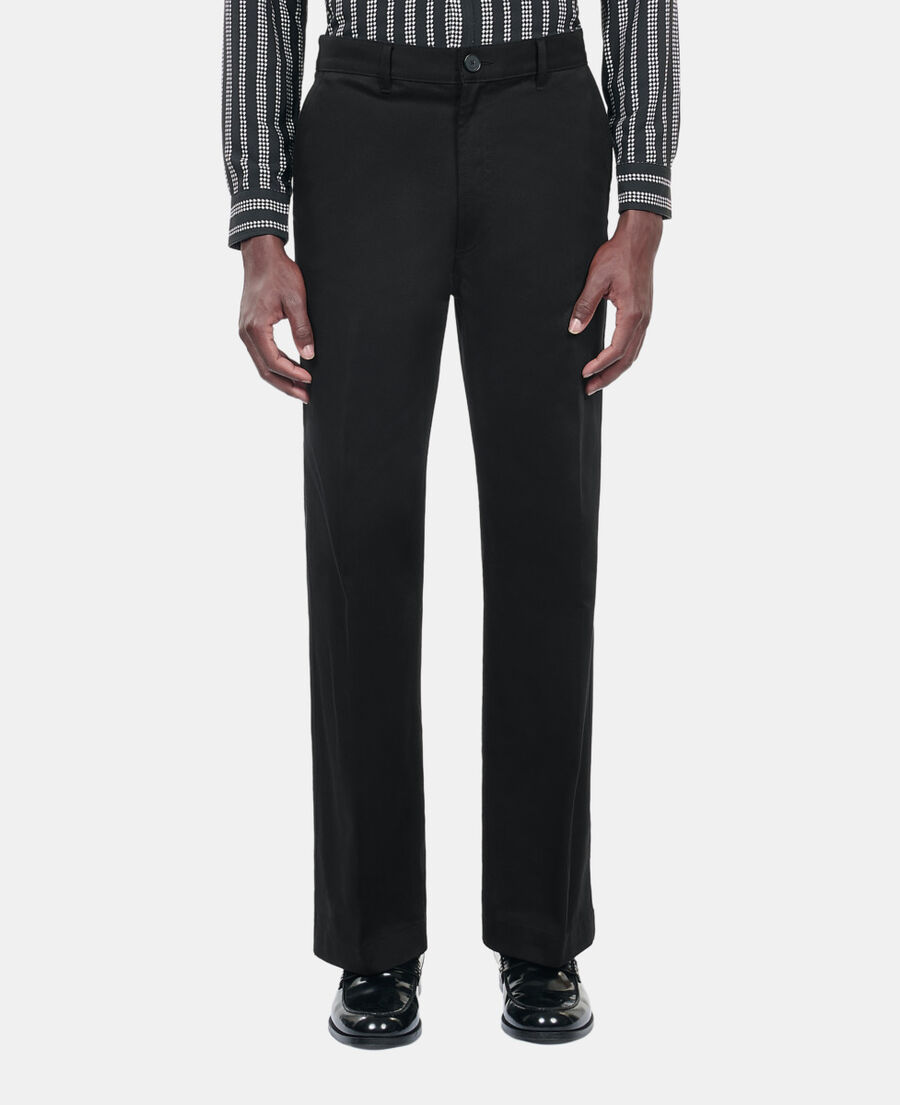 The Kooples HOMME BLACK pantalon large en coton noir