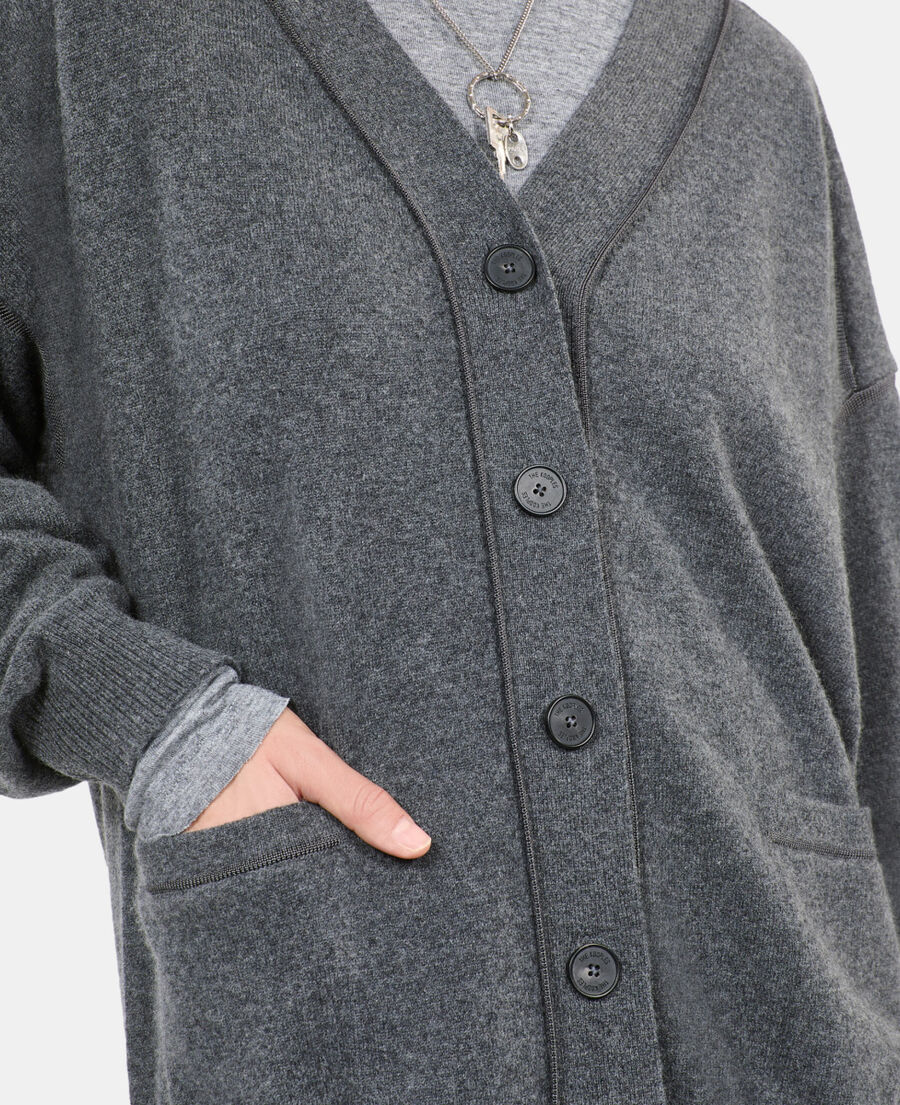 The Kooples FEMME ANTHRACITE MELANGE cardigan en cachemire gris