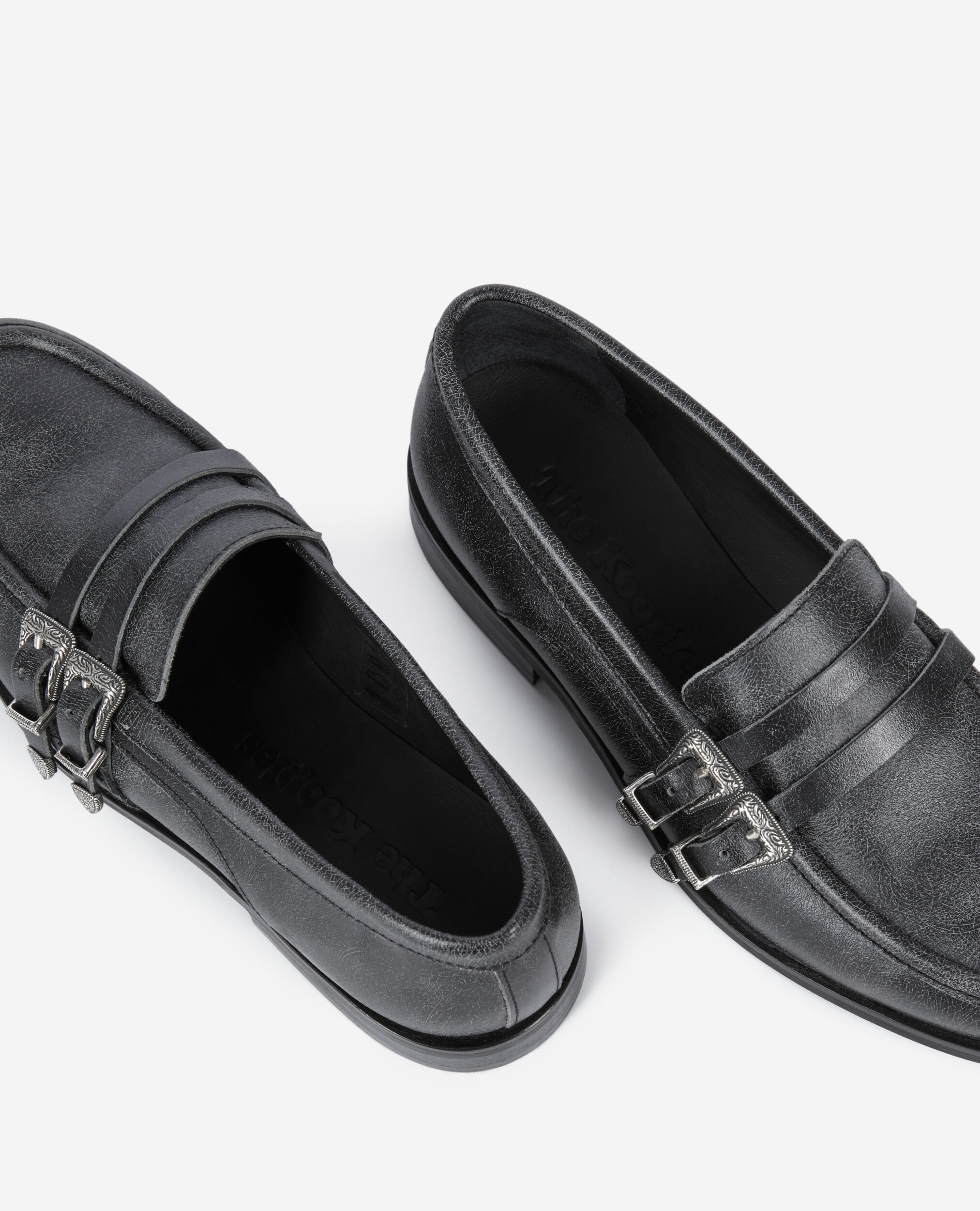 Mocasines piel negros hebillas western, BLACK, hi-res image number null