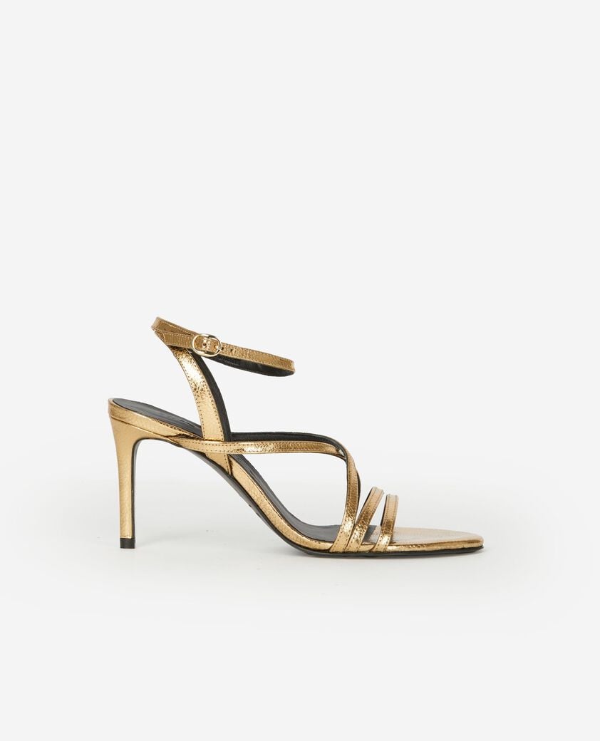 The Kooples FEMME SHINY GOLD sandales &agrave; talons en cuir dor&eacute;