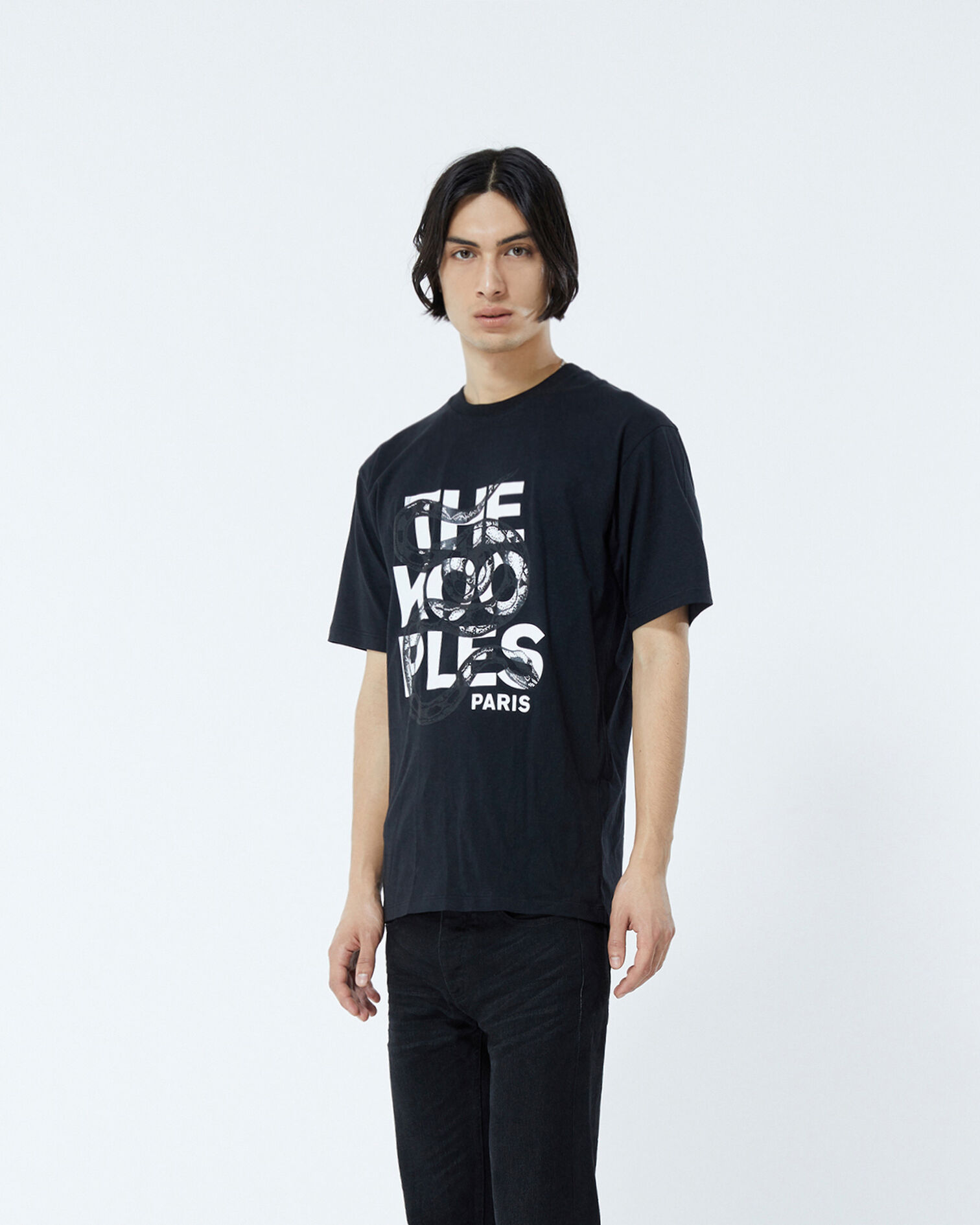 Black T-shirt in cotton with snake logo, BLACK, hi-res image number null