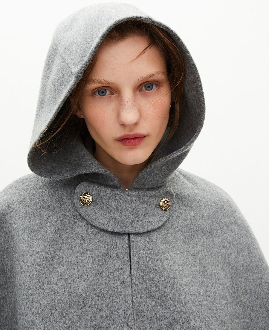 The Kooples F GREY long double-faced wool coat with grey cape
