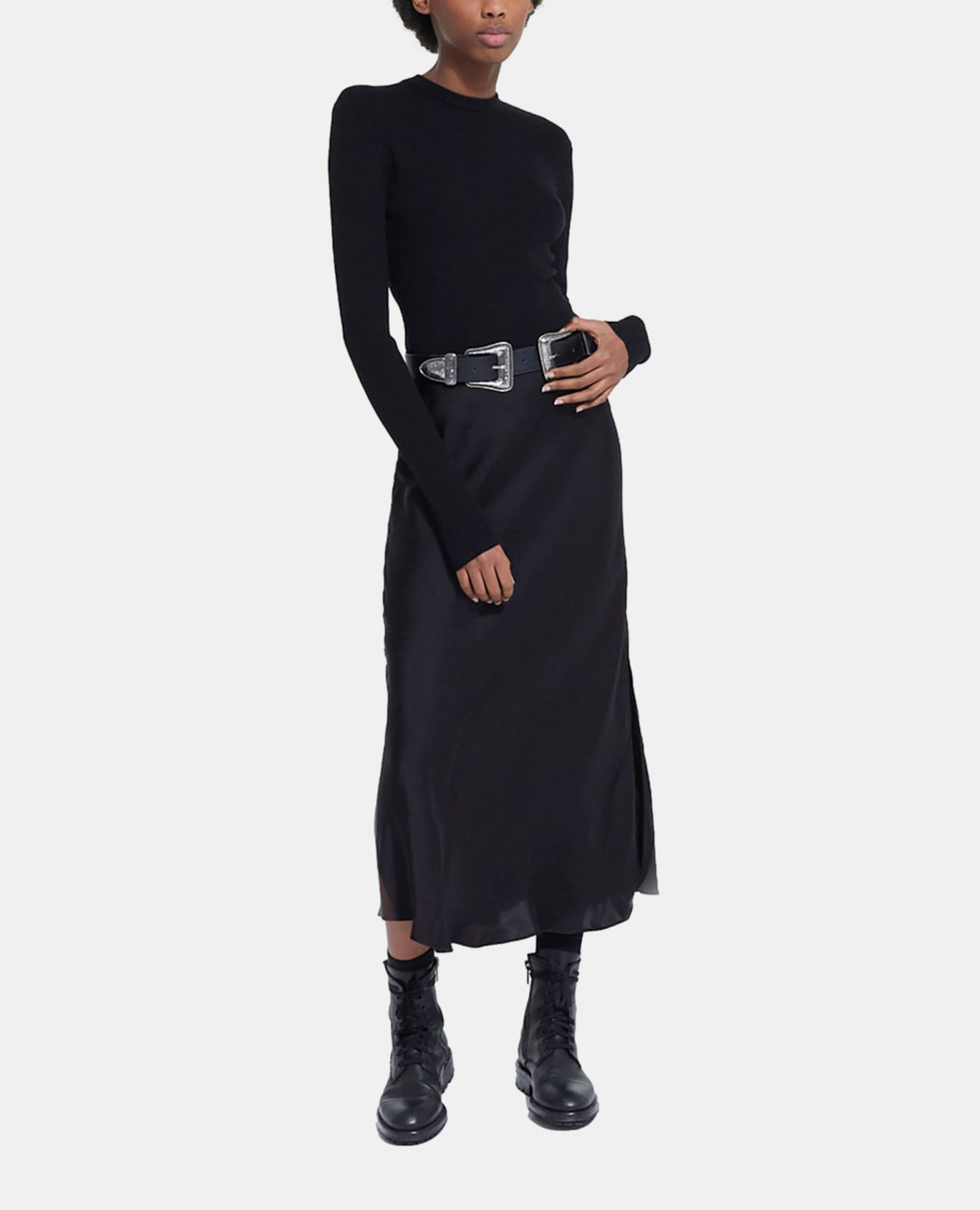Long printed skirt, BLACK, hi-res image number null
