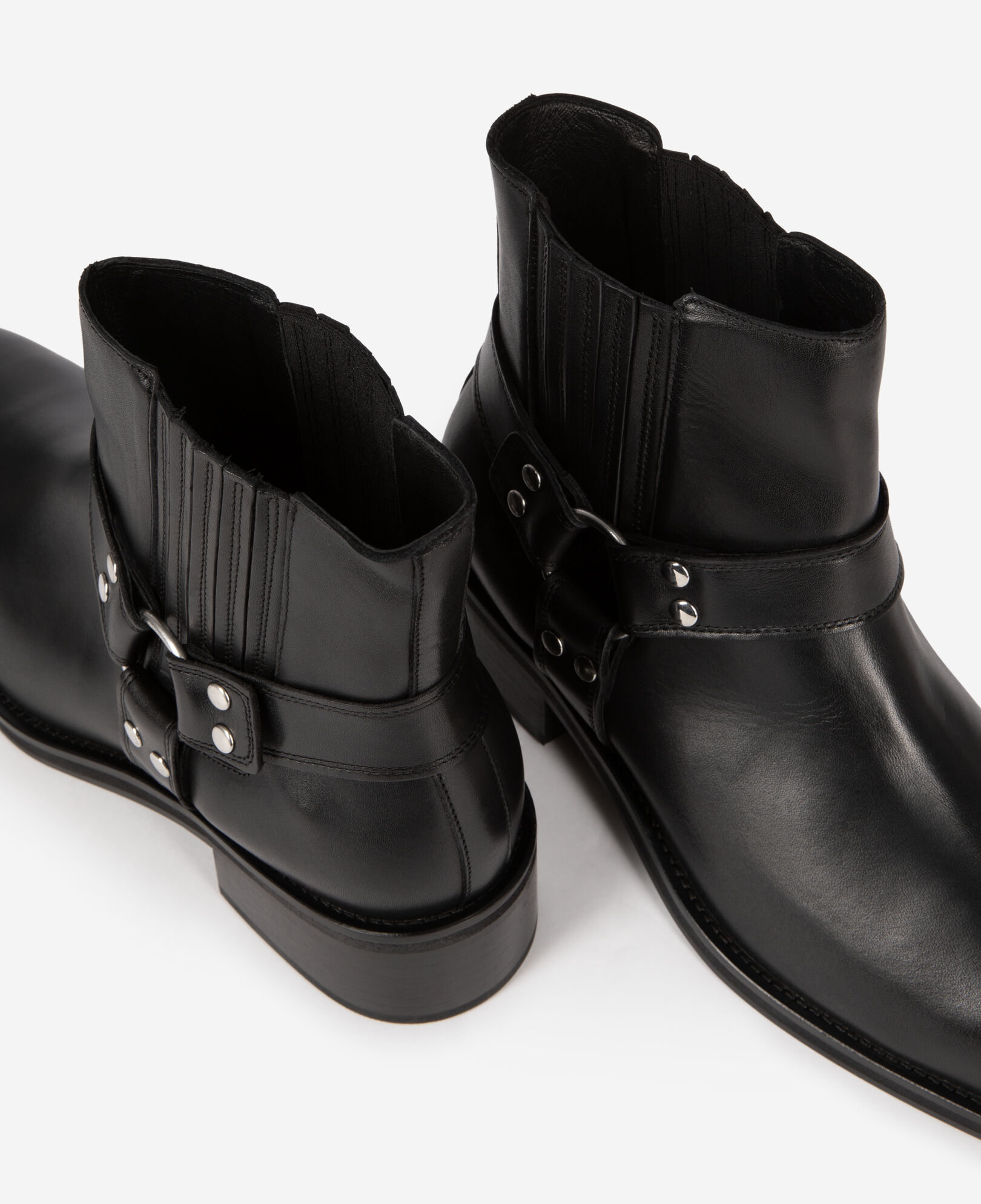 The Kooples MEN BLACK black leather strap ankle boots