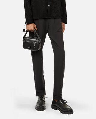 The Kooples HOMME BLACK sac messenger small en cuir noir