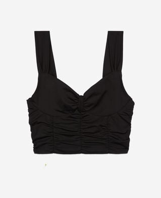 The Kooples FEMME BLACK top court avec drap&eacute; noir