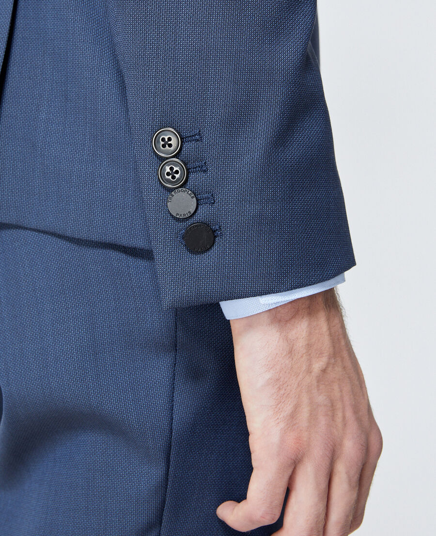 textured wool formal blue jacket